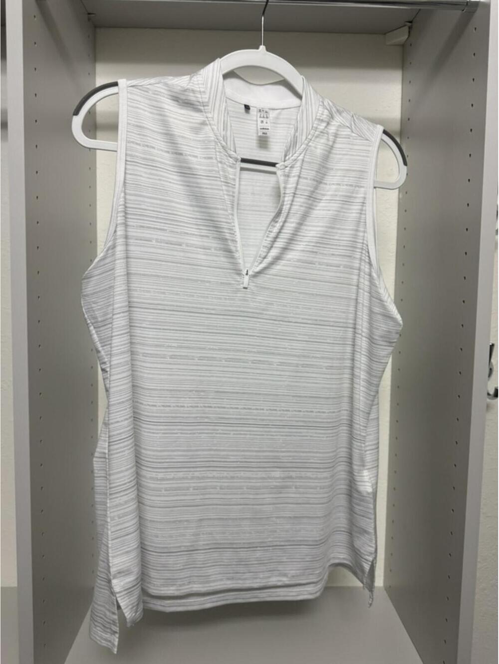 Women's Adidas Golf Sleeveless White Athletic Top with Zip Neck XL
